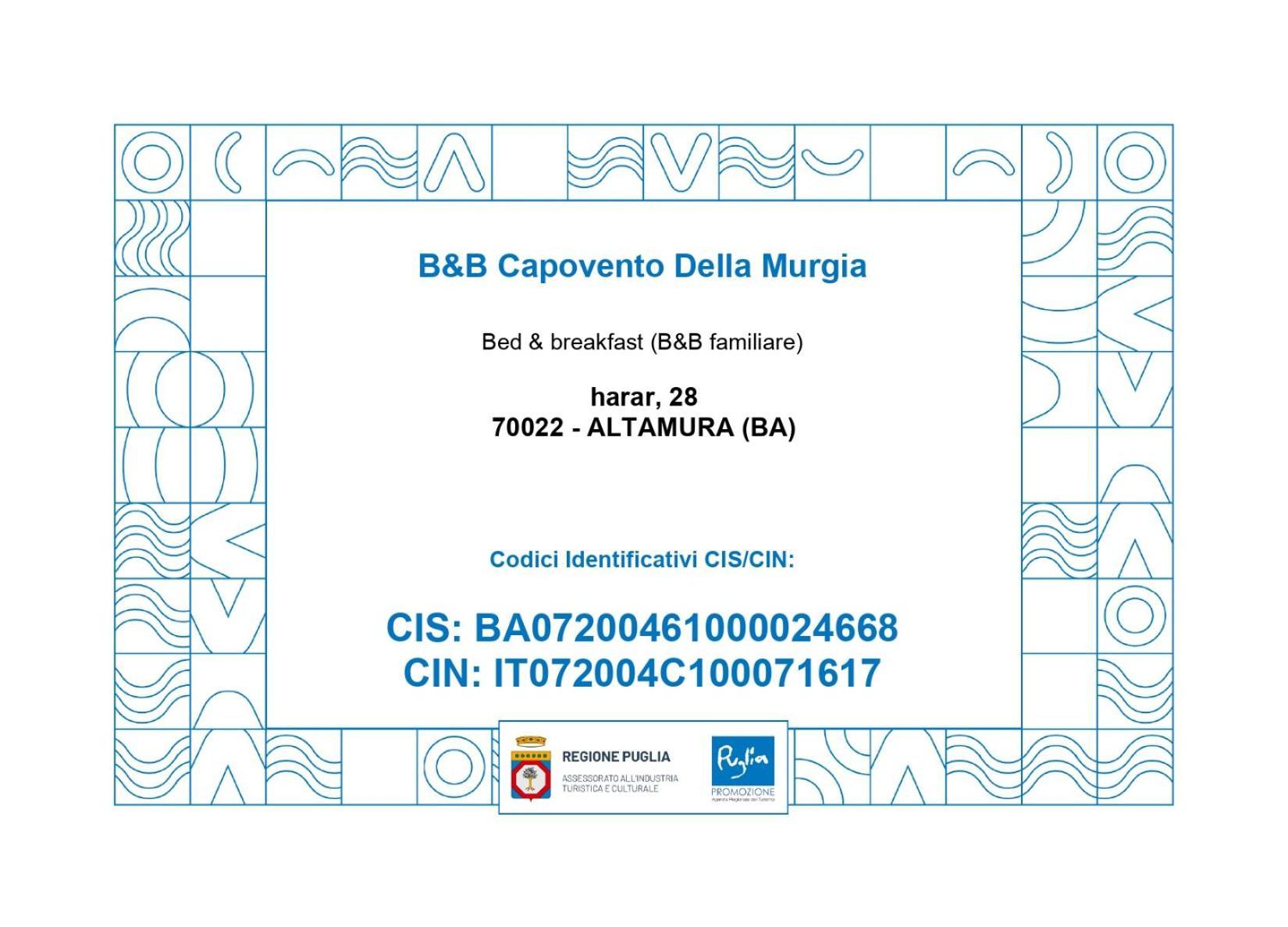 B&B Capovento Della Murgia Altamura Kültér fotó